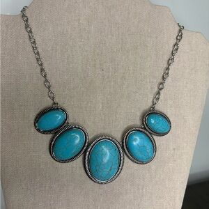 Turquoise Oval Statement Necklace